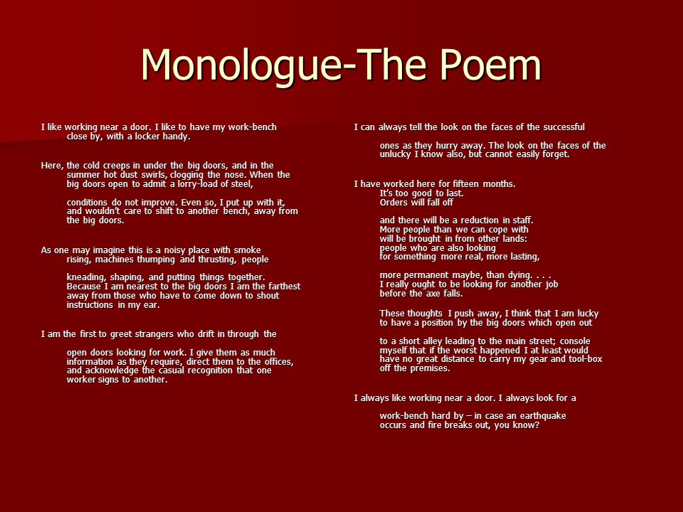 Monologue By Hone Tuwhare Ppt Video Online Download