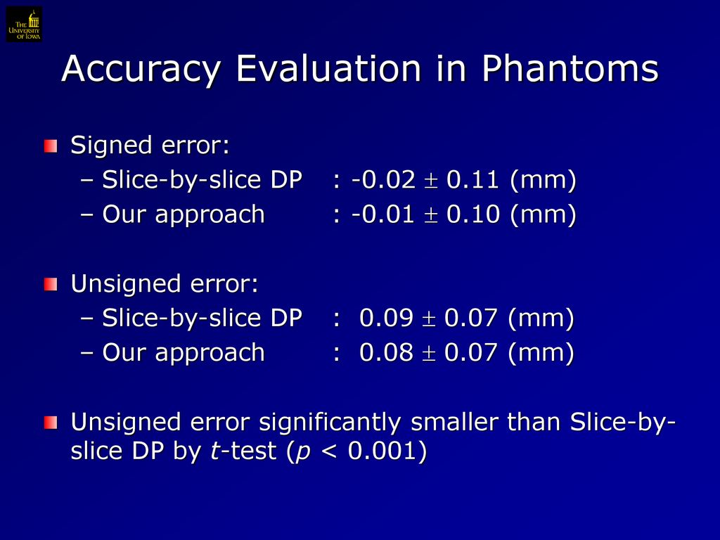 Accuracy Evaluation in Phantoms
