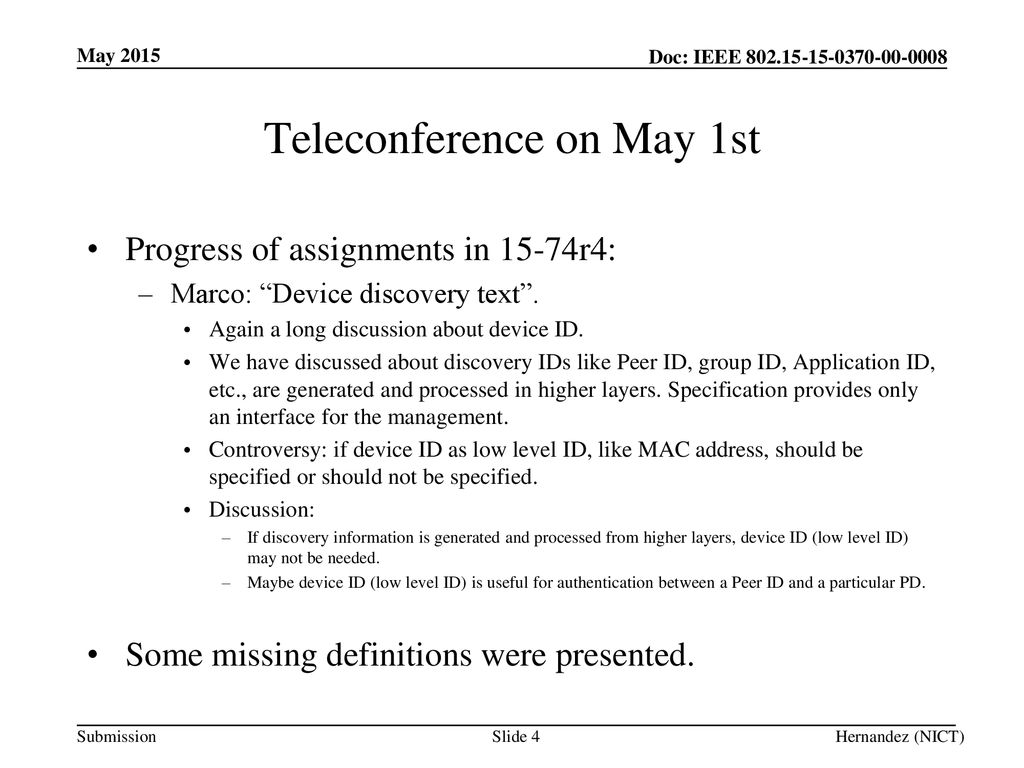 Teleconference on May 1st