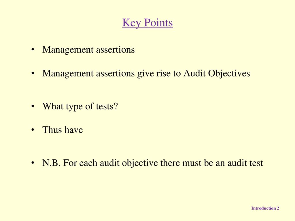 Key Points Management assertions