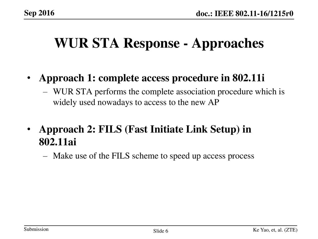 WUR STA Response - Approaches