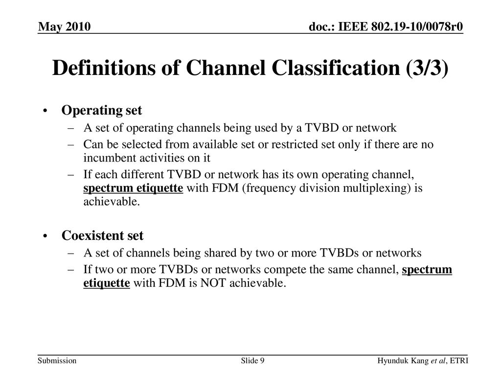 Definitions of Channel Classification (3/3)