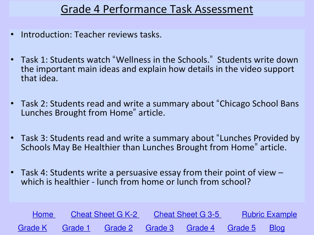 Grade 4 Performance Task Assessment