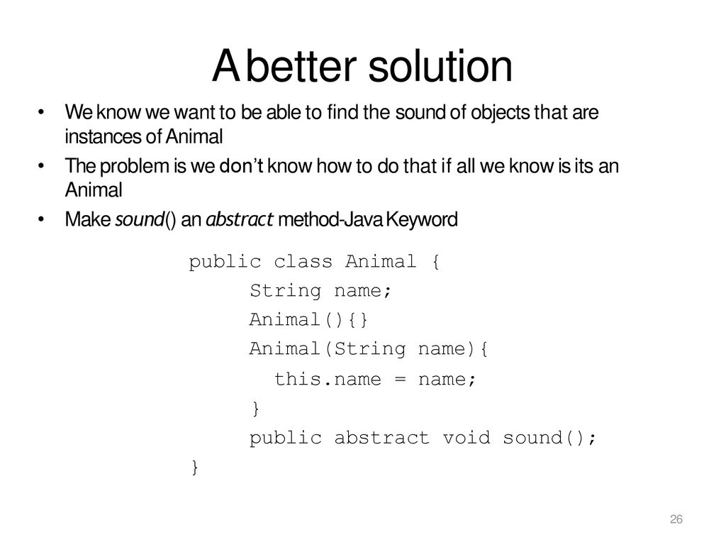 Solved C# Java class Animal { public void sound() {
