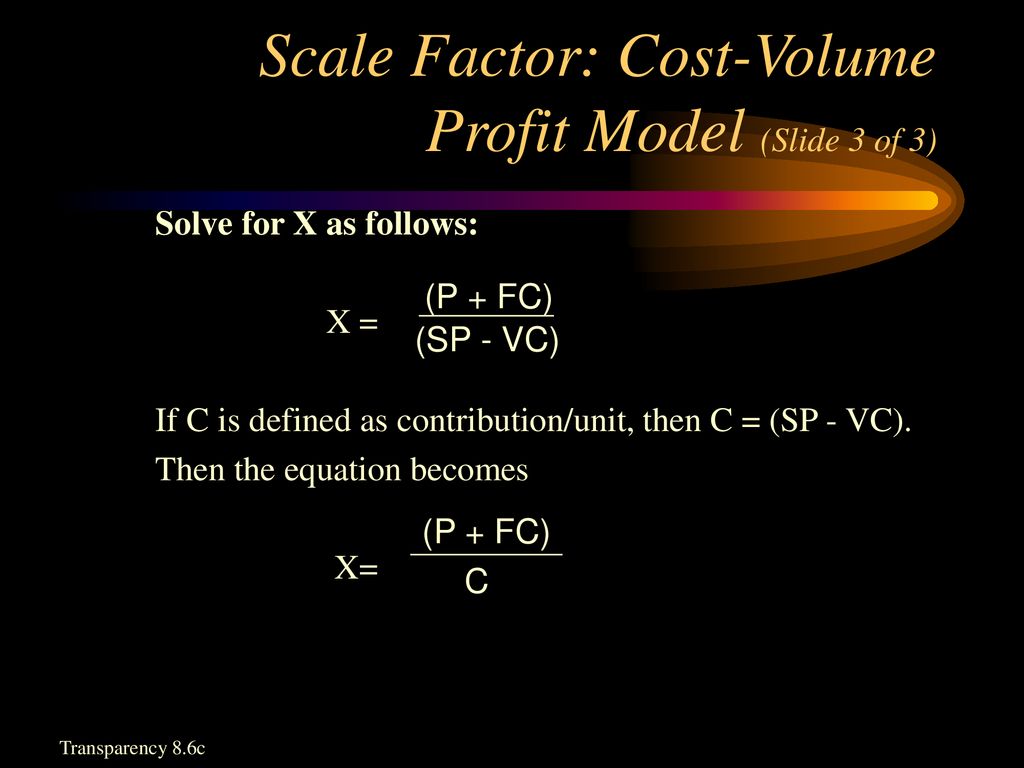 Scale Factor: Cost-Volume Profit Model (Slide 3 of 3)