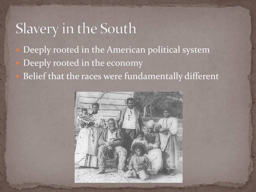 Slavery in the South Deeply rooted in the American political system