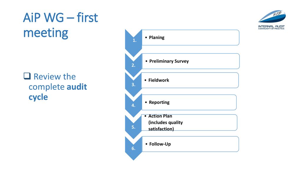 Audit In Practice Aip Wg Recent Achivements And The Next Steps Ppt Download