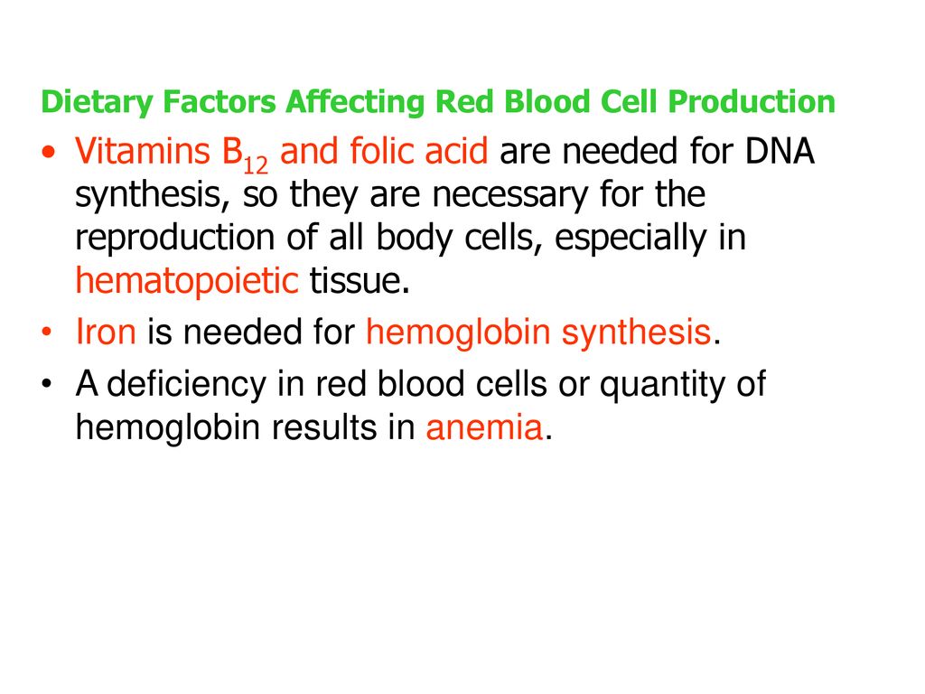 Iron is needed for hemoglobin synthesis.