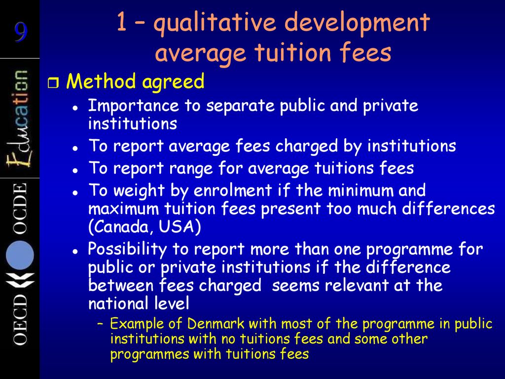1 – qualitative development average tuition fees