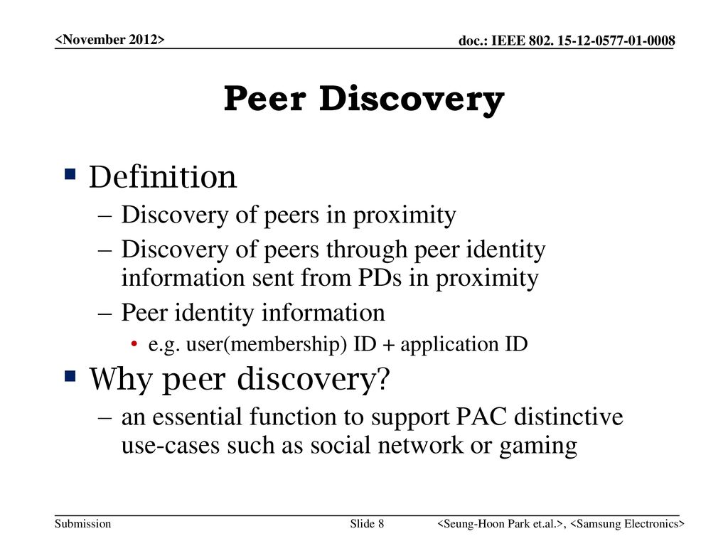 Peer Discovery Definition Why peer discovery