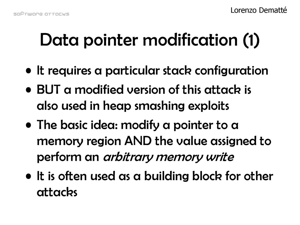 Advanced Buffer Overflow: Pointer subterfuge - ppt download