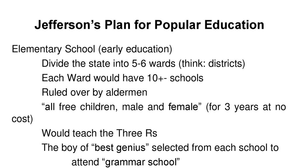 Jefferson’s Plan for Popular Education