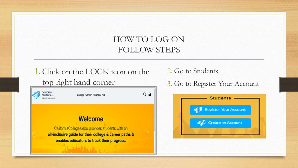 HOW TO LOG ON FOLLOW STEPS