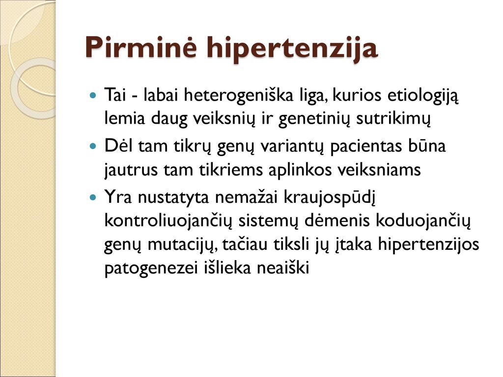 hipertenzijos etiologijos patogenezės gydymas)