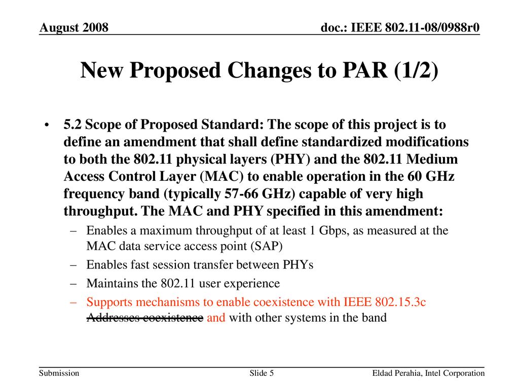 New Proposed Changes to PAR (1/2)