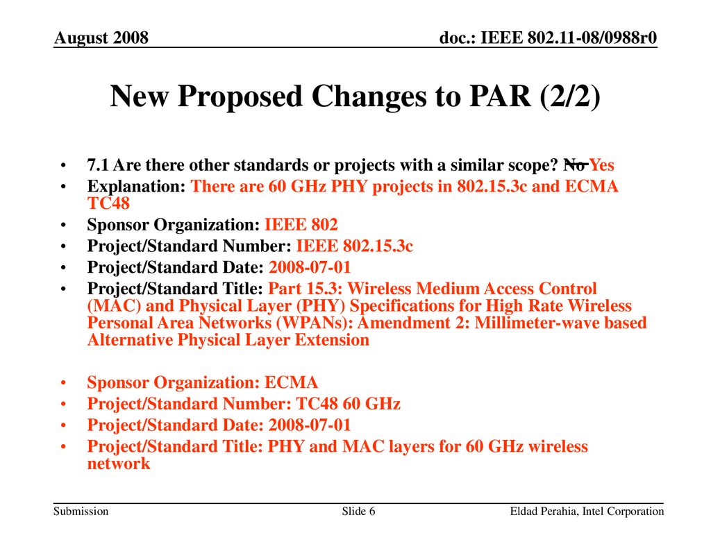 New Proposed Changes to PAR (2/2)