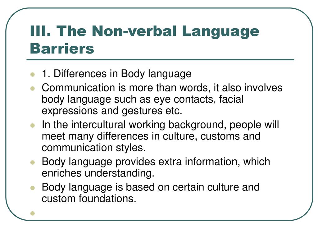barriers to cultural understanding body language