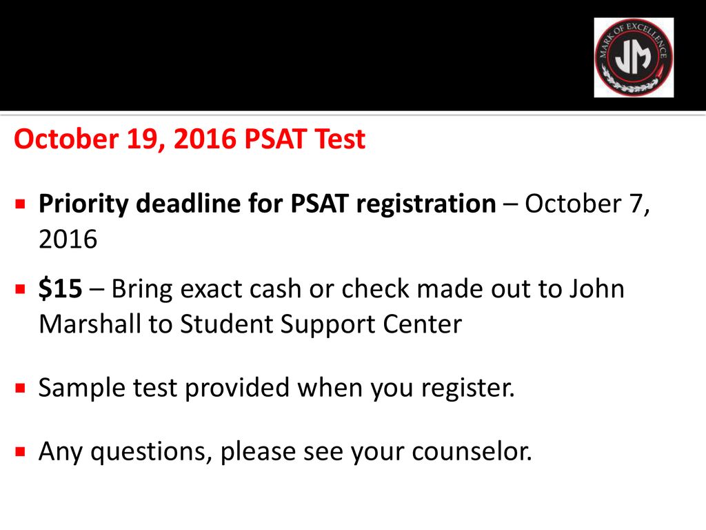 AT A GLANCE A PRESENTATION FOR JUNIORS PSAT TESTING. ppt download