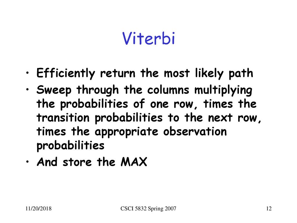 Viterbi Efficiently return the most likely path