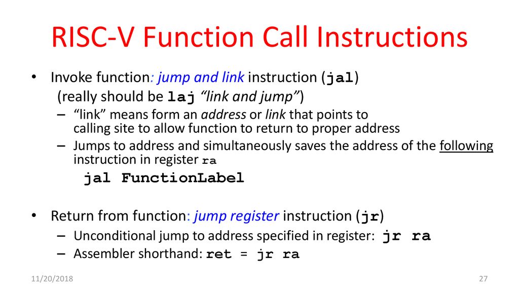 RISC-V Function Call Instructions