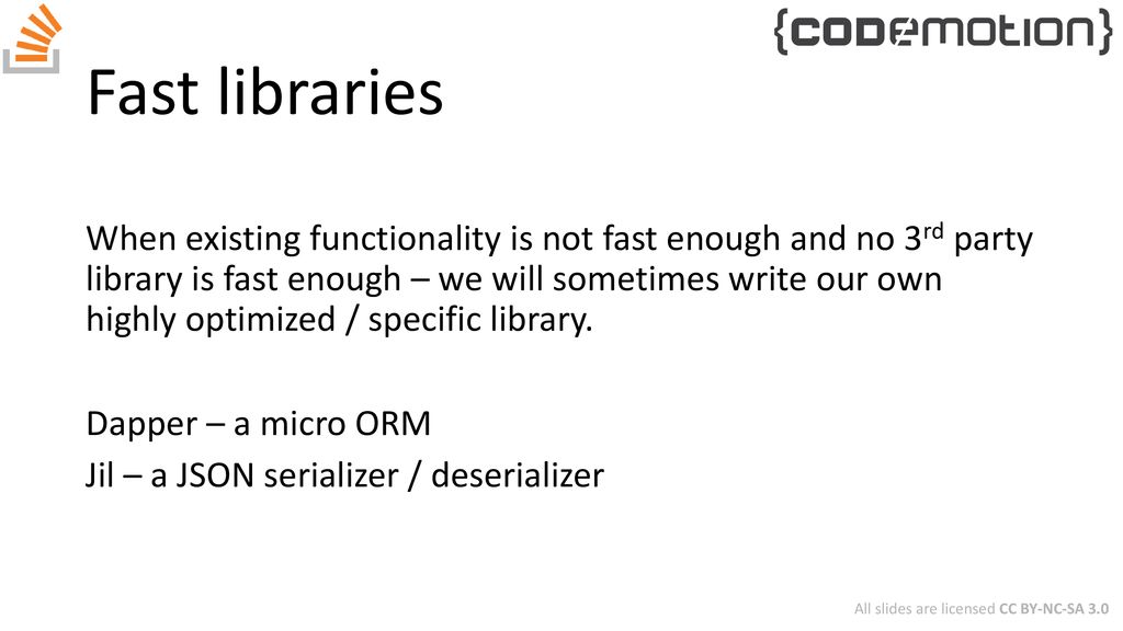 Fast libraries