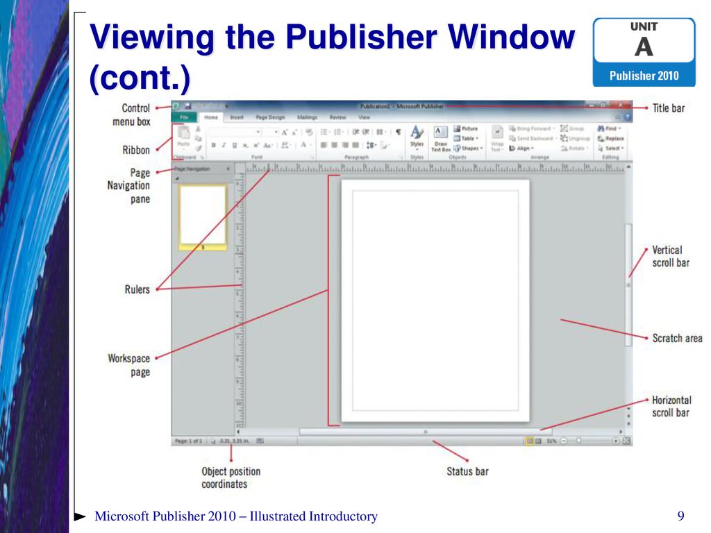 Parts of microsoft publisher