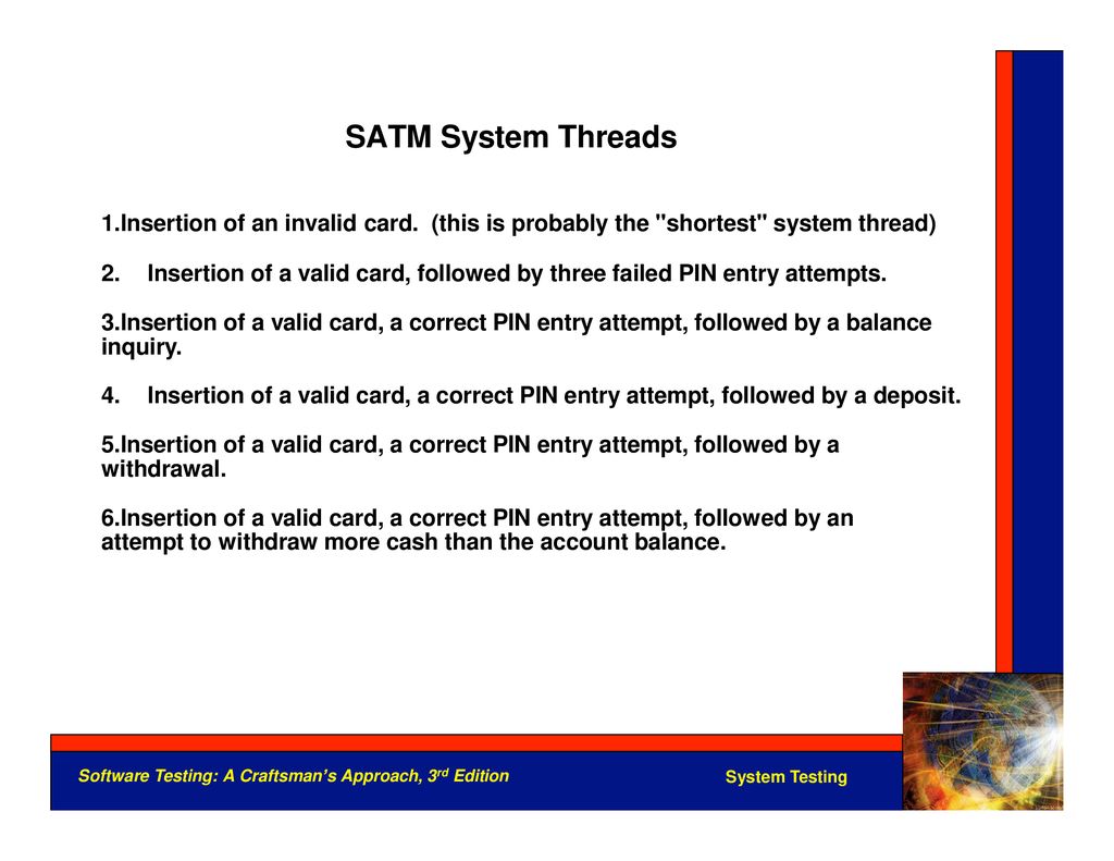 SATM System Threads Insertion of an invalid card. (this is probably the shortest system thread)