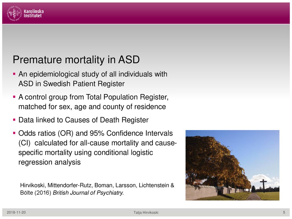 Premature mortality in ASD
