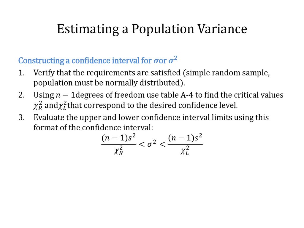 Estimating Population Variance - ppt download