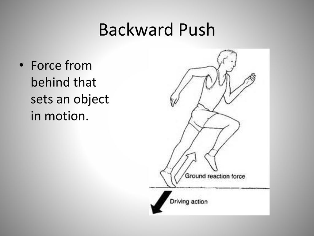 Backward Push Force from behind that sets an object in motion.