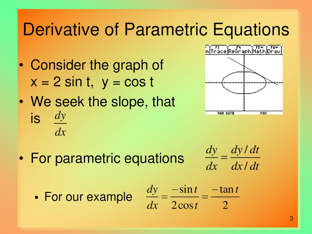 Derivatives of Parametric Equations - ppt download
