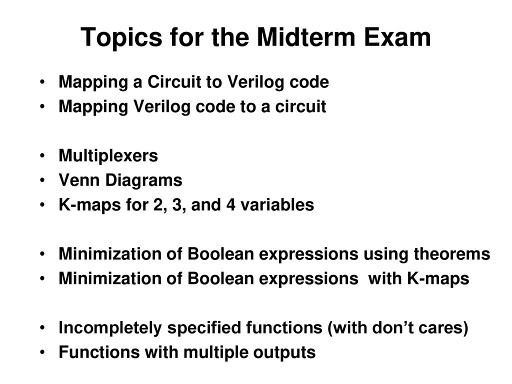 Topics for the Midterm Exam