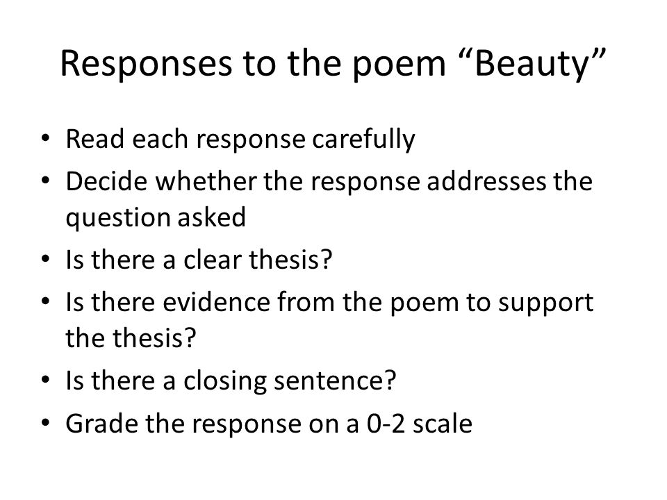 Responses to the poem Beauty