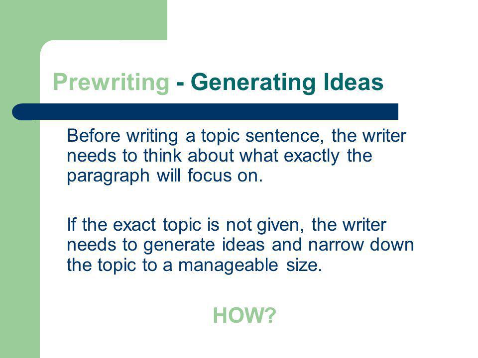 Prewriting - Generating Ideas