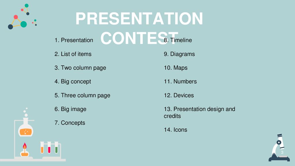 PRESENTATION CONTEST 1. Presentation 2. List of items