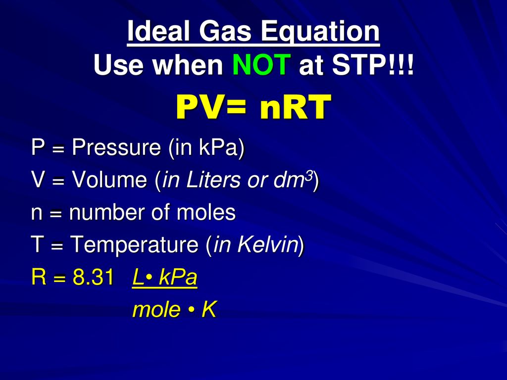 Ideal Gas Law PV=nRT. - ppt download