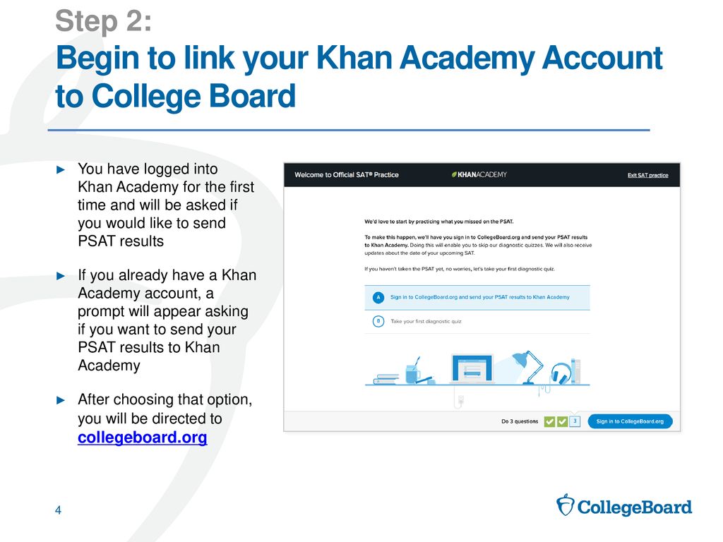 Step 2: Begin to link your Khan Academy Account to College Board