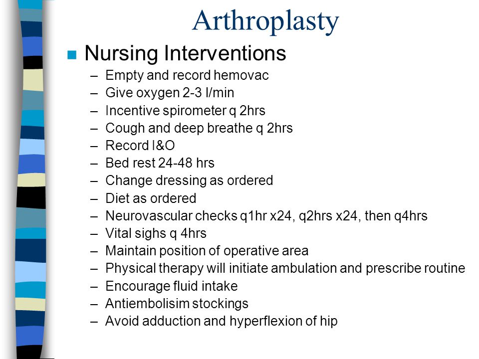 total knee replacement nursing interventions