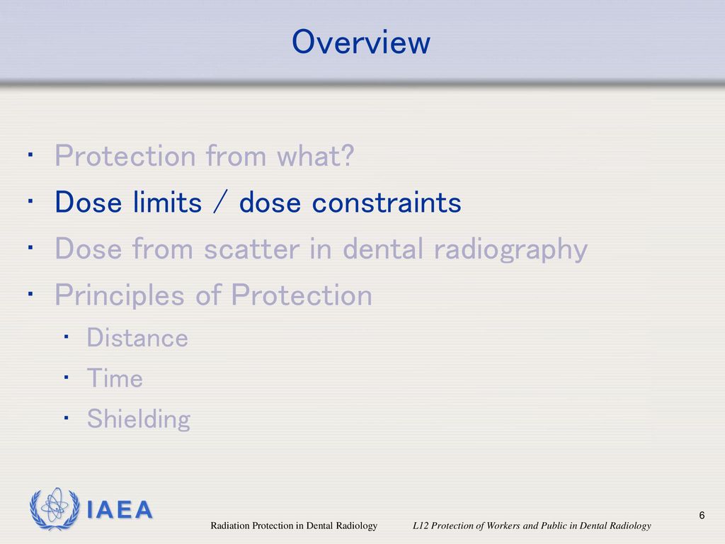Overview Protection from what Dose limits / dose constraints