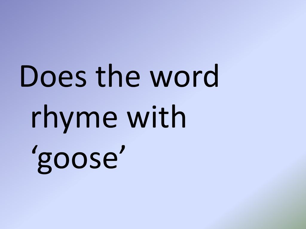 Does the word rhyme with ‘goose’