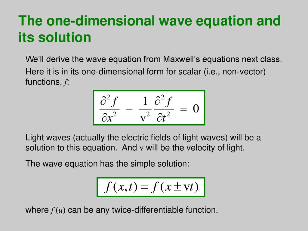 Waves The Wave Equation And Phase Velocity Ppt Download