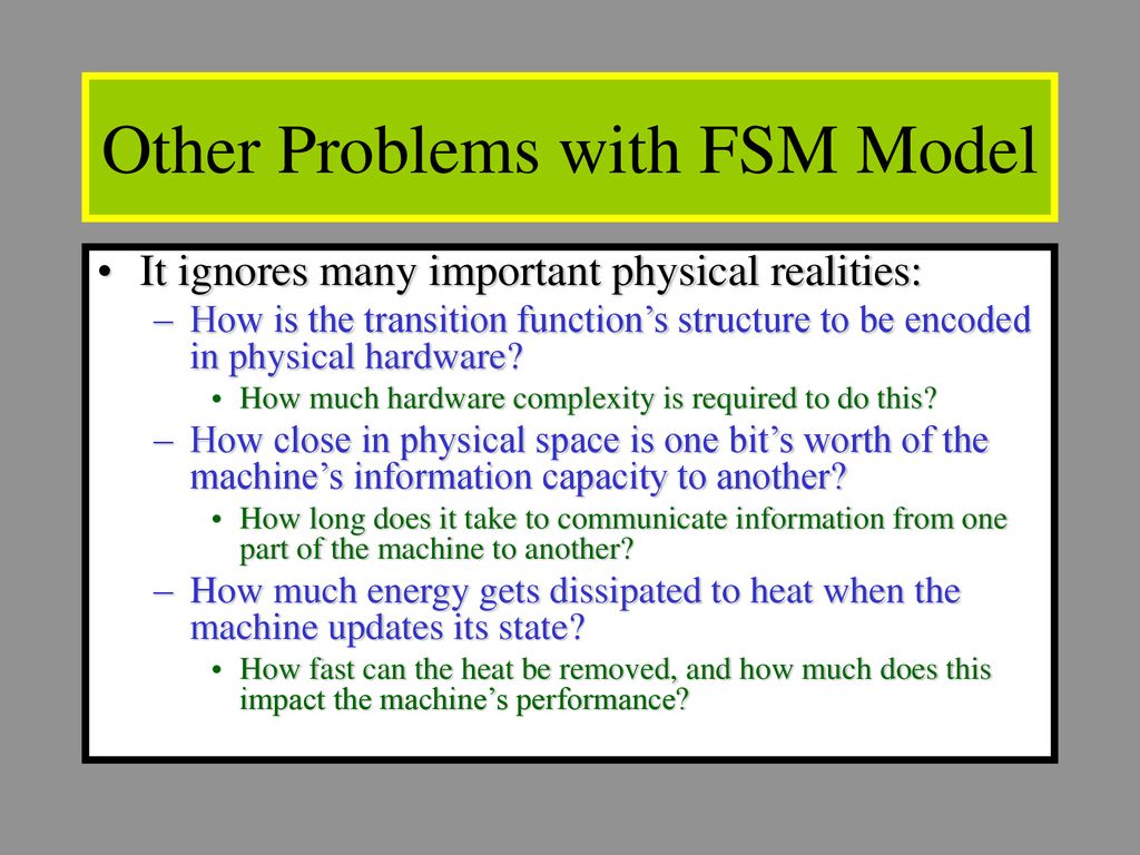 Other Problems with FSM Model