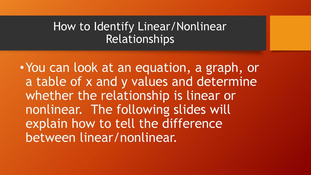 Linear and Nonlinear Relationships - ppt download