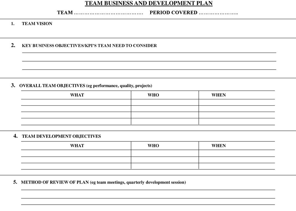 Team business and development plan ppt download