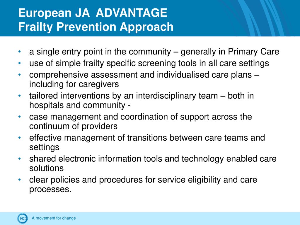 European JA ADVANTAGE Frailty Prevention Approach