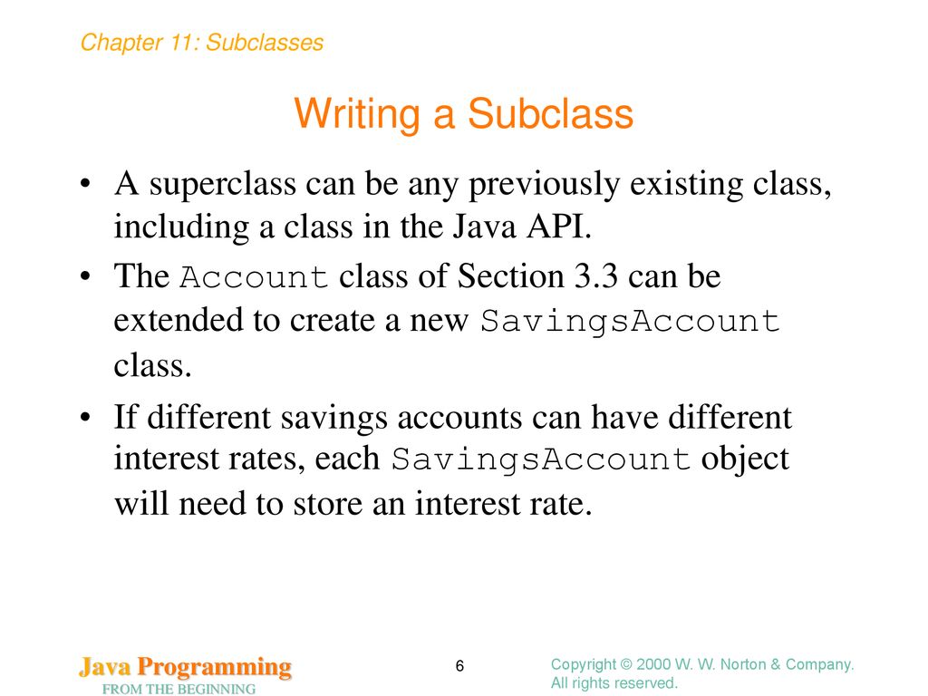 Subclasses Chapter 11 Copyright © 2000 W. W. Norton & Company. - ppt ...