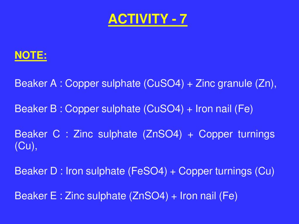 Electron transfer reactions. A grey iron nail is dipped into blue copper  sulfate solution and immediately withdrawn. Iron and copper sulfate. - ppt  download