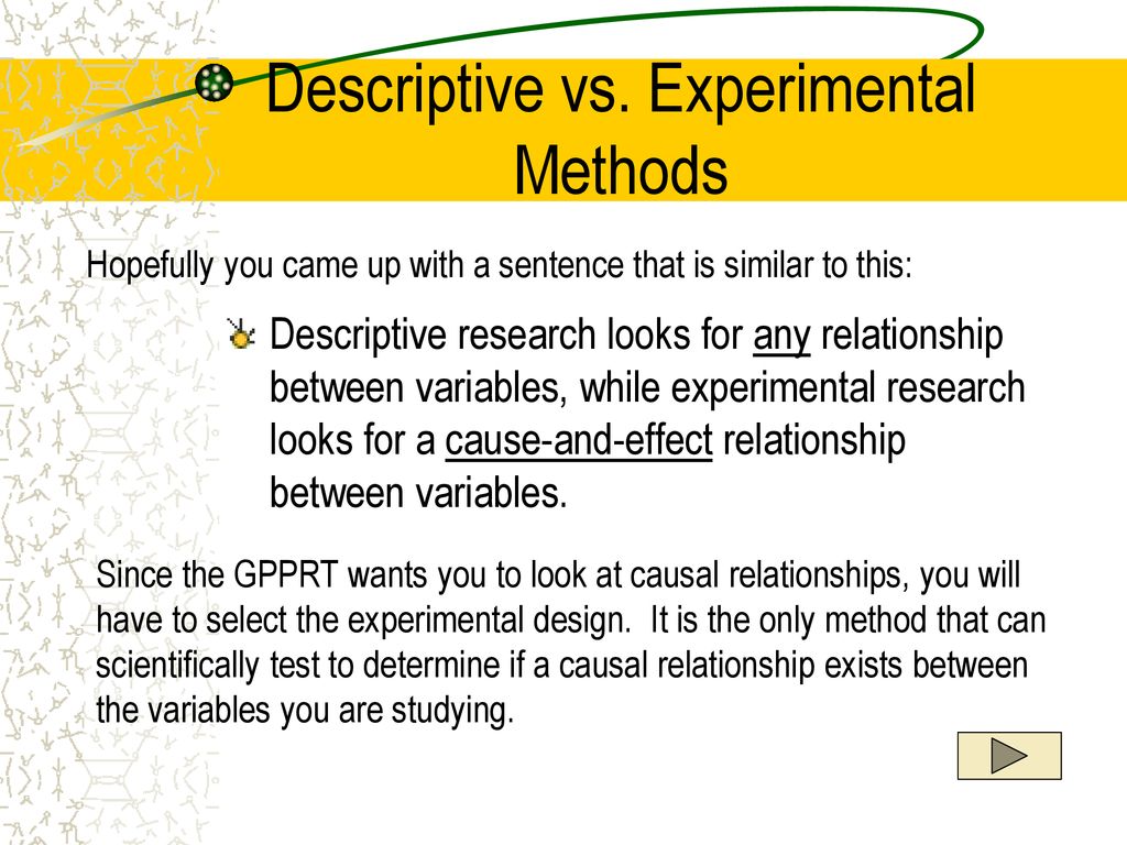 experimental study vs descriptive study