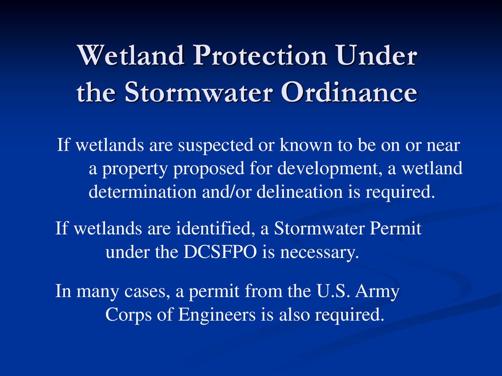 Wetland Protection Under the Stormwater Ordinance