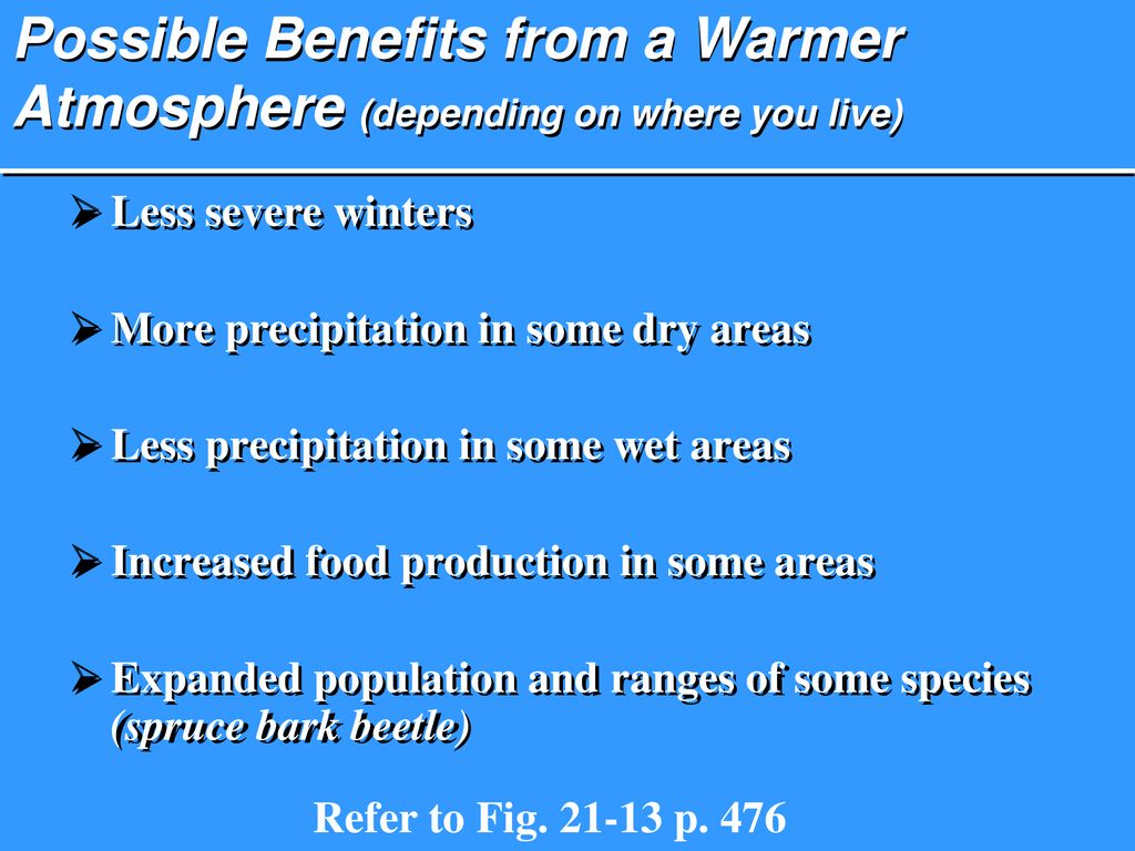 Possible Benefits from a Warmer Atmosphere (depending on where you live)